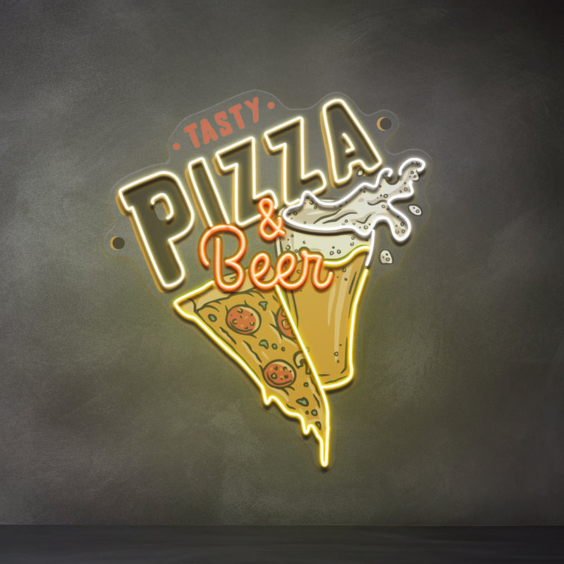 Tasty Pizza & Beer LED Neon Sign Light Pop Art