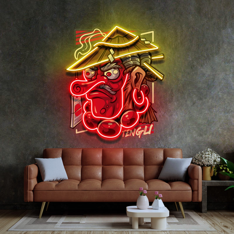 Tengu Mascot LED Neon Sign Light Pop Art