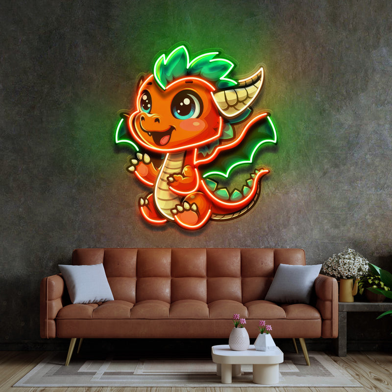 The Happy Dragon LED Neon Sign Light Pop Art