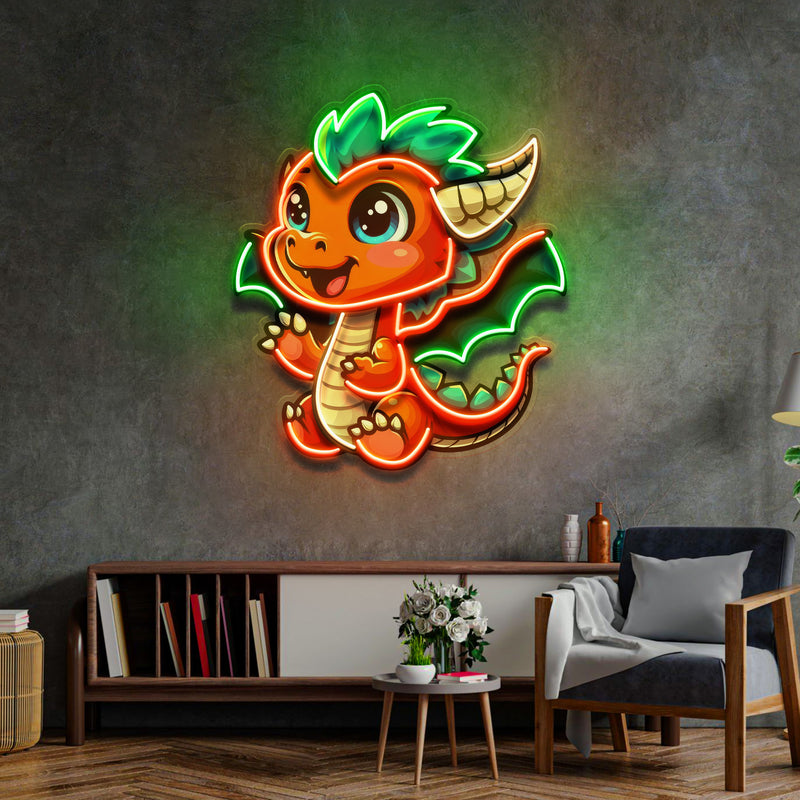 The Happy Dragon LED Neon Sign Light Pop Art