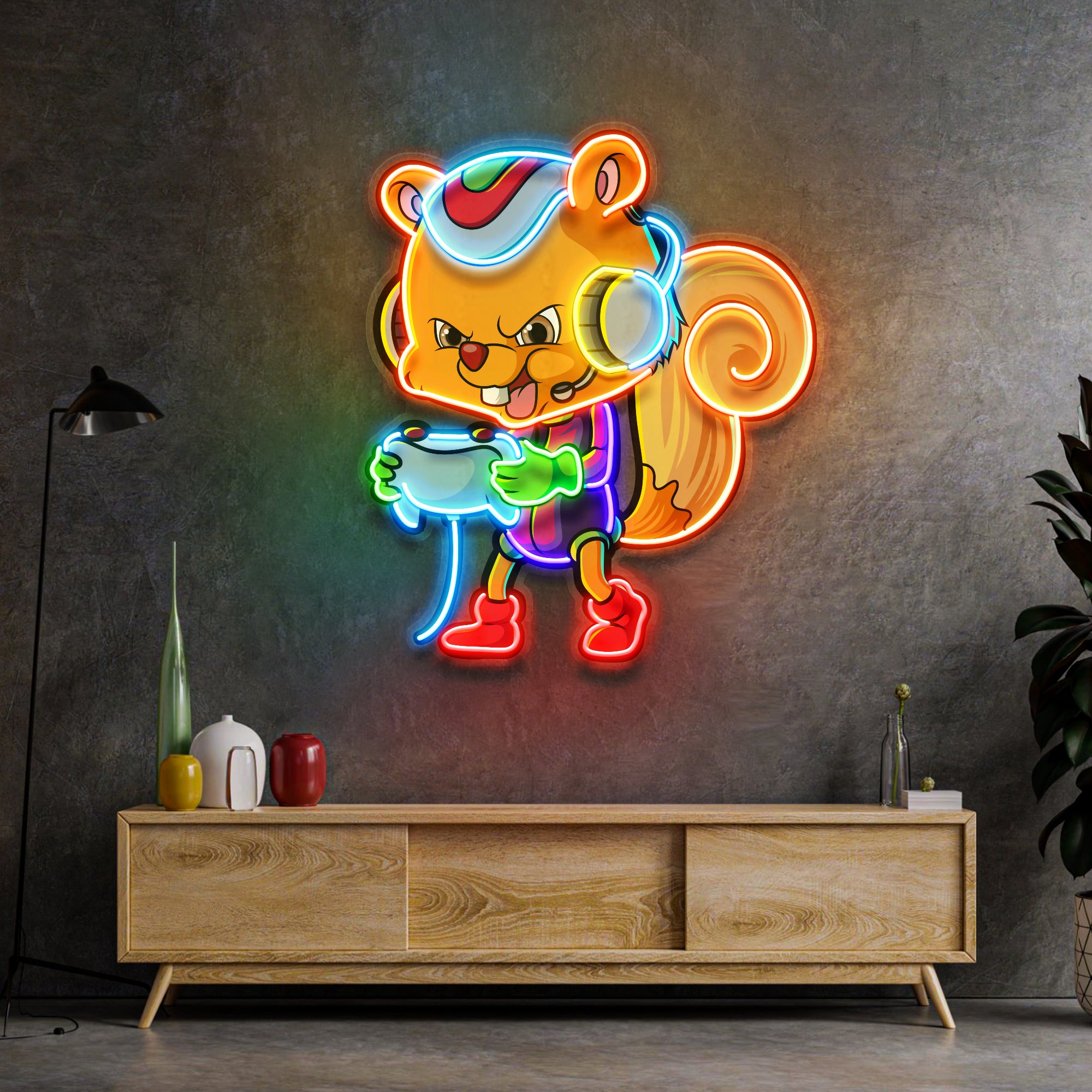 The Gamers Squirrel Esport LED Neon Sign Light Pop Art