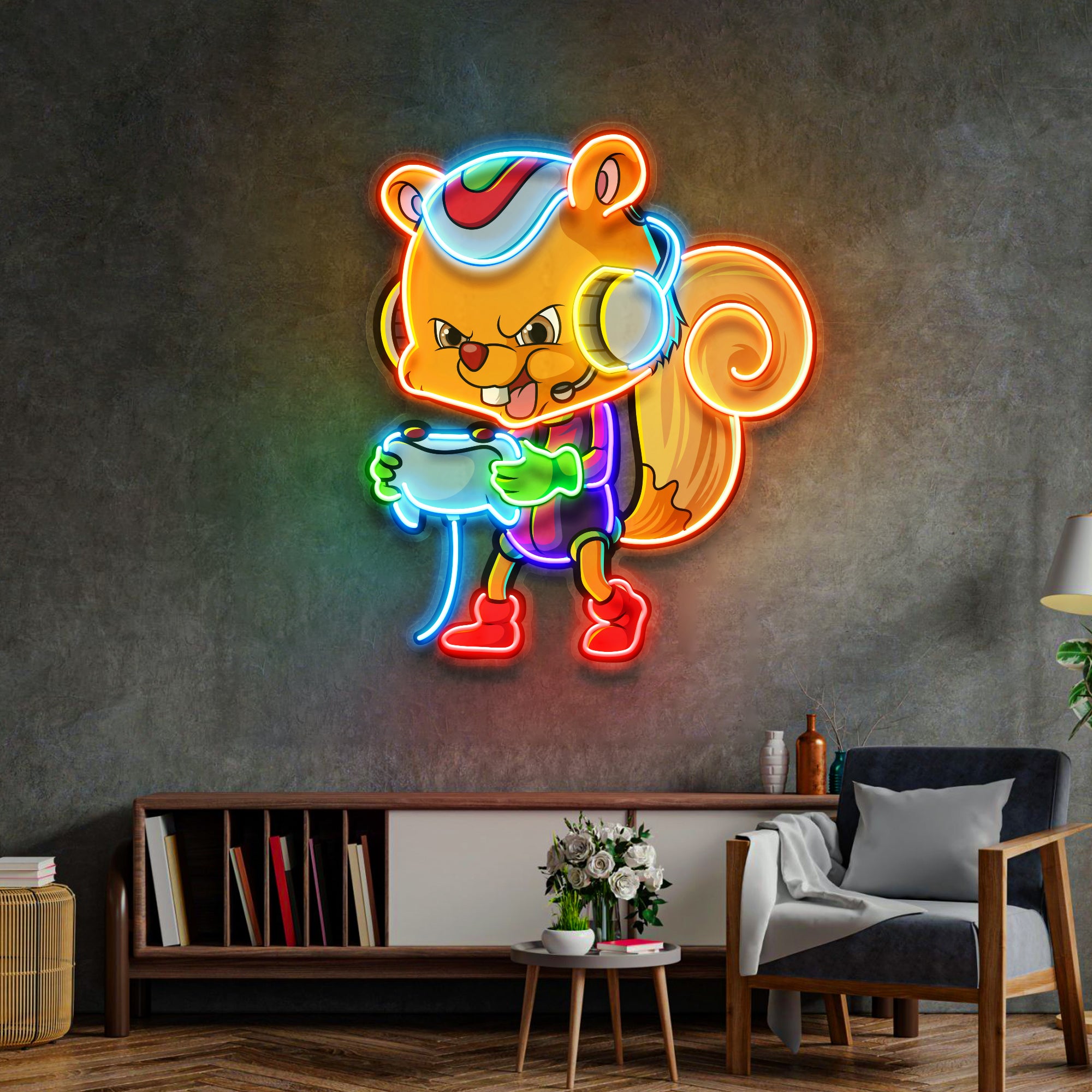 The Gamers Squirrel Esport LED Neon Sign Light Pop Art