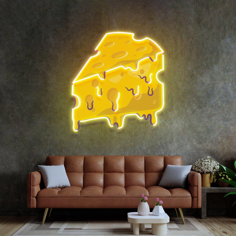Thick Cheese Slice Led Neon Acrylic Artwork - Custom Neon Signs | LED Neon Signs | Zanvis Neon®