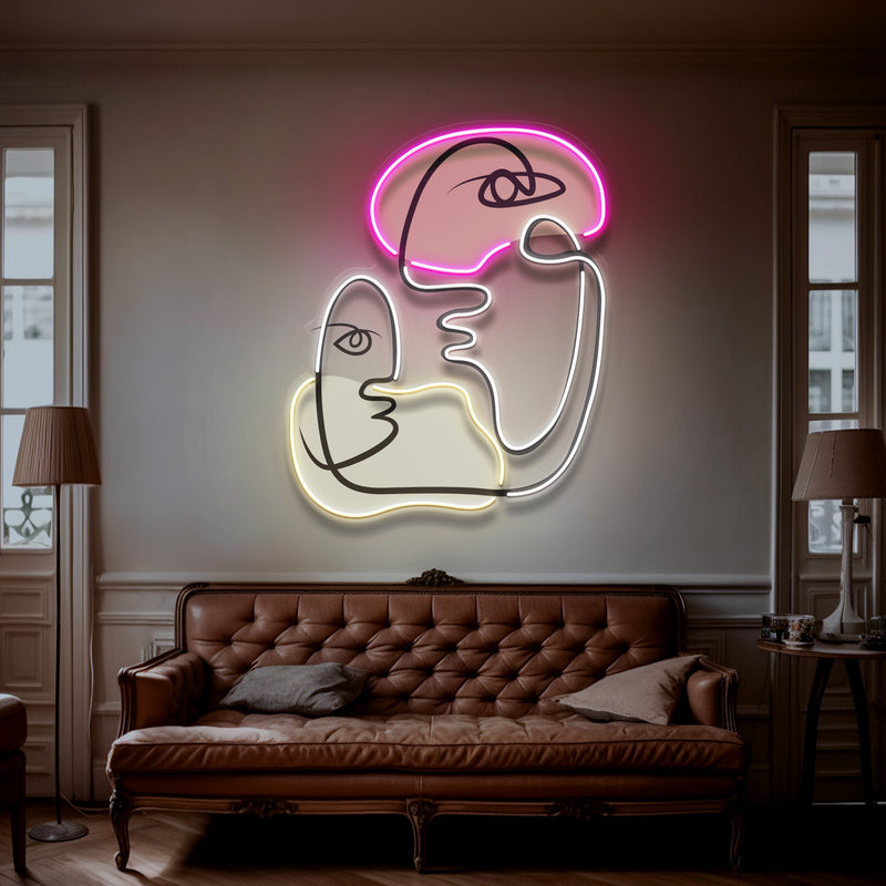 Two People Talking Abstract Art LED Neon Sign Light
