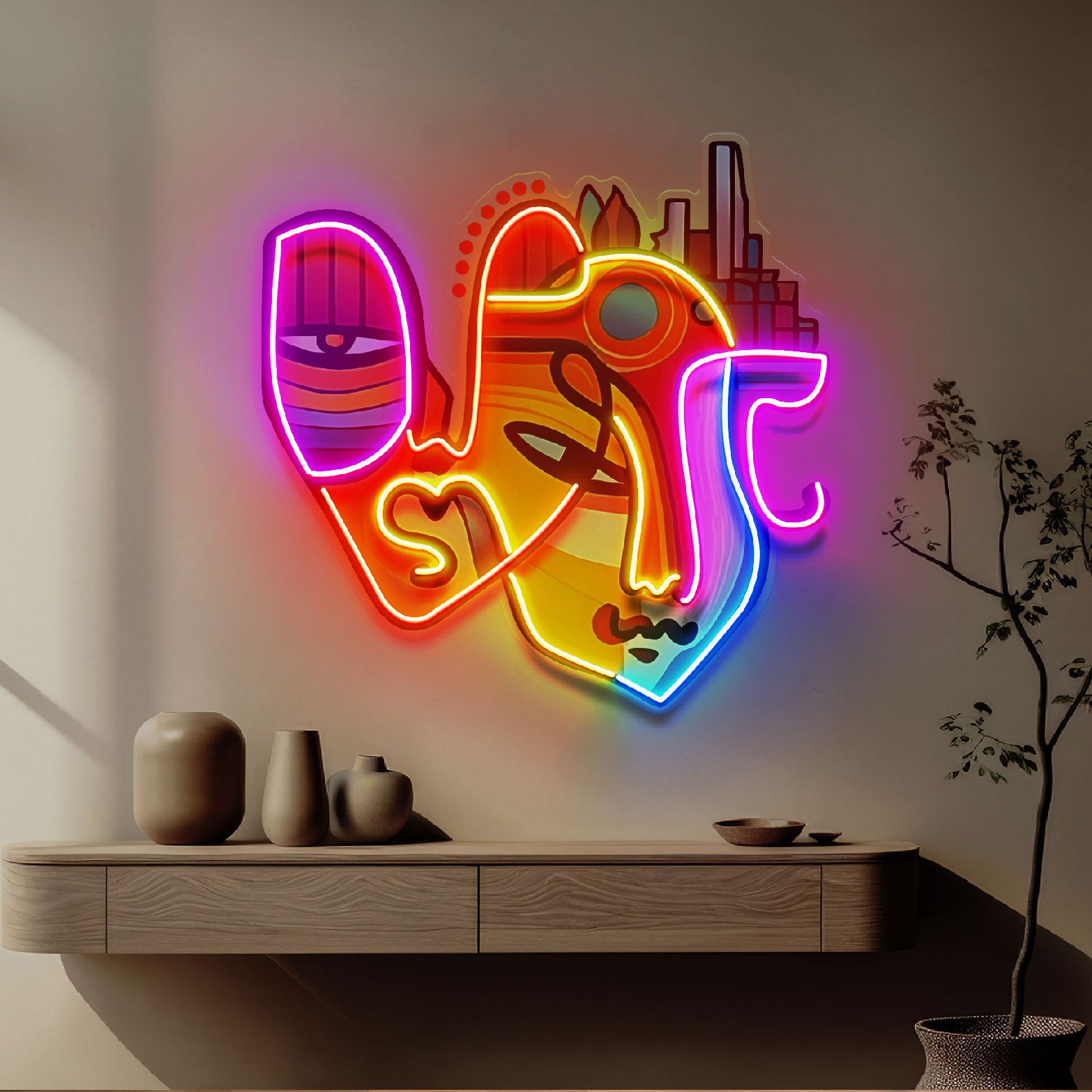 Urban Life Portrait Abstract Art LED Neon Sign Light Pop Art