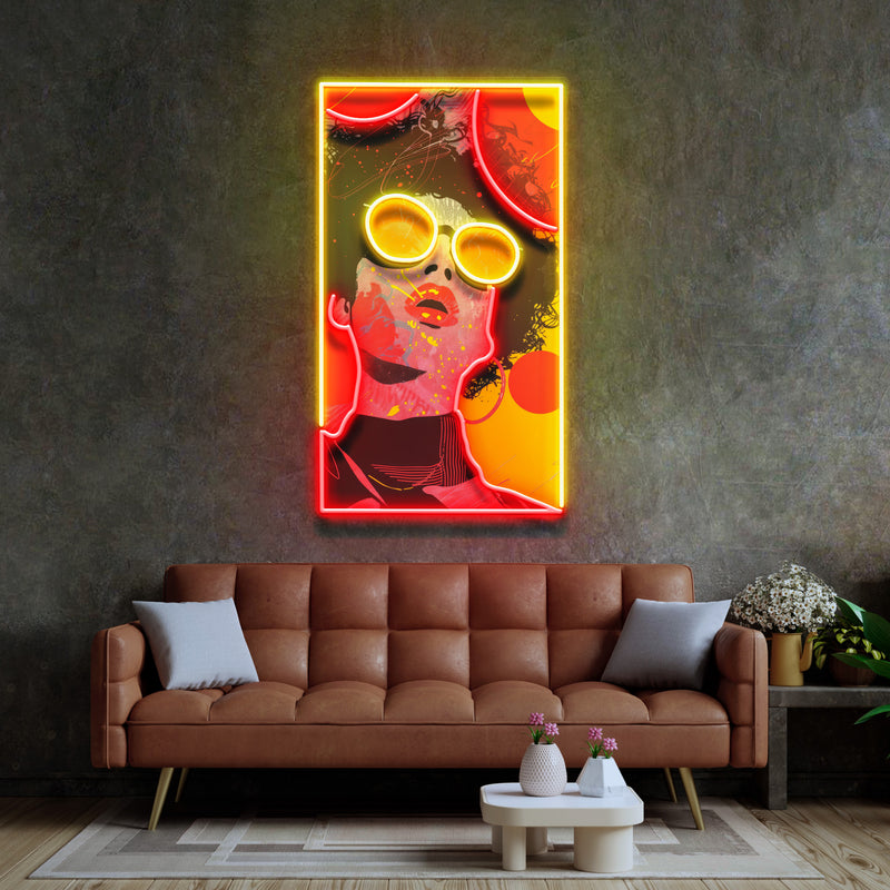 Vibrant Retro Pop Art Woman Portrait LED Neon Sign Light Pop Art