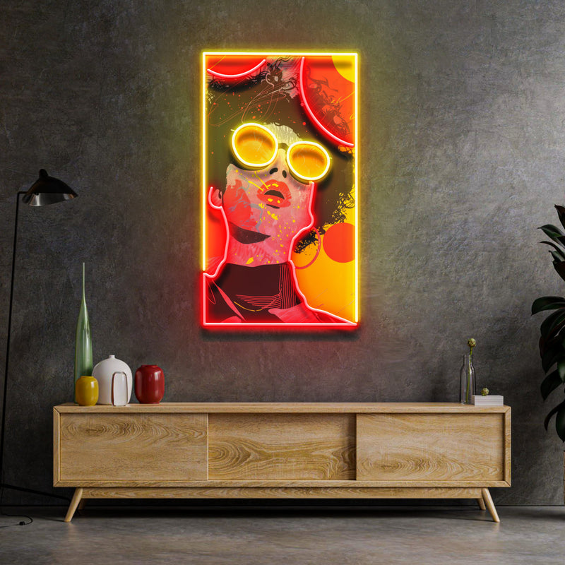 Vibrant Retro Pop Art Woman Portrait LED Neon Sign Light Pop Art