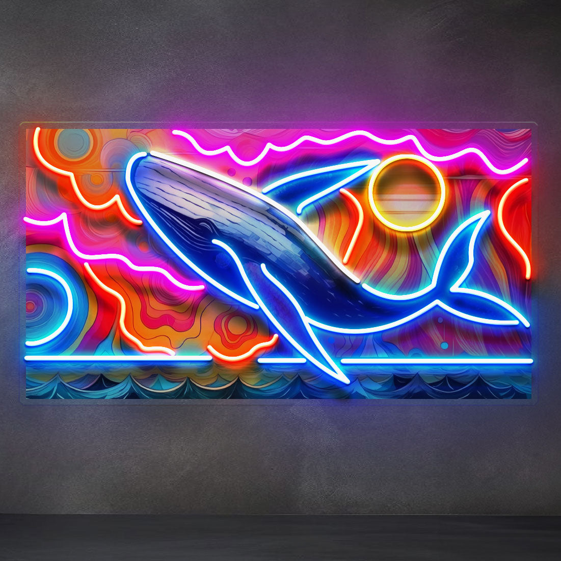 Whale Swimming In Abstract Art LED Neon Sign Light Pop Art