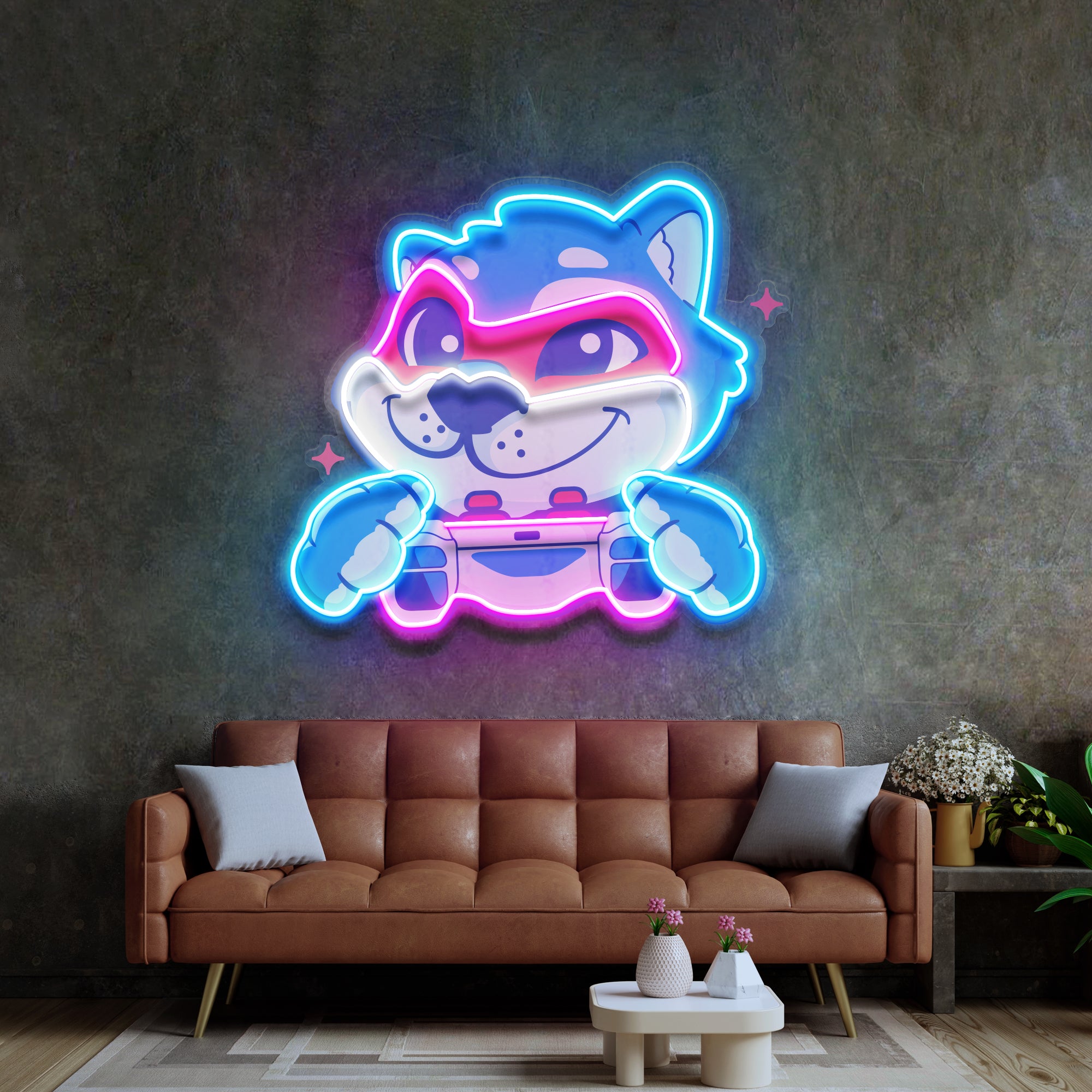 Wolf Mascot Gaming LED Neon Sign Light Pop Art