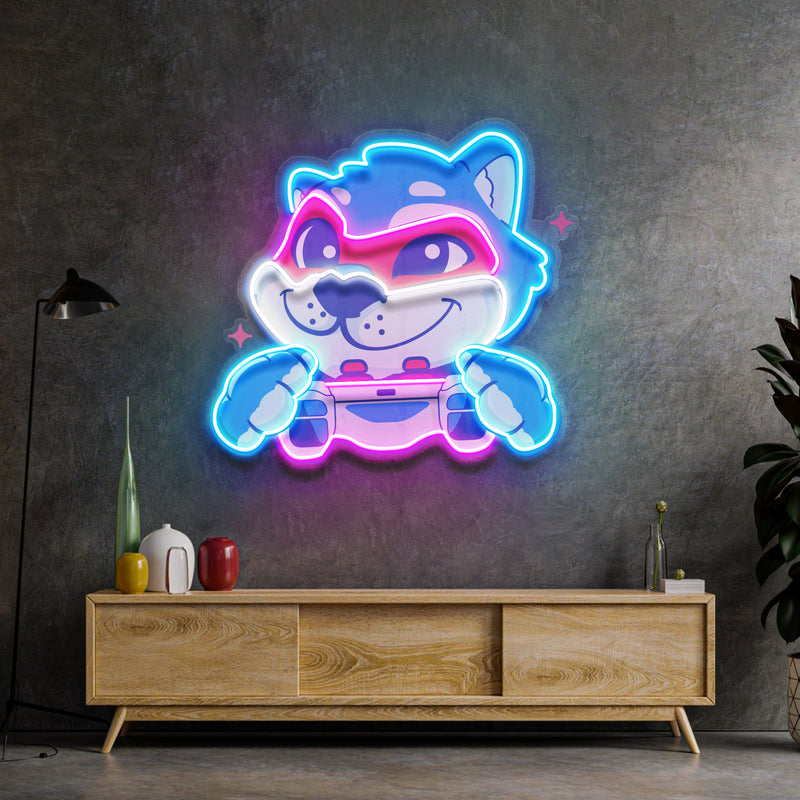 Wolf Mascot Gaming LED Neon Sign Light Pop Art