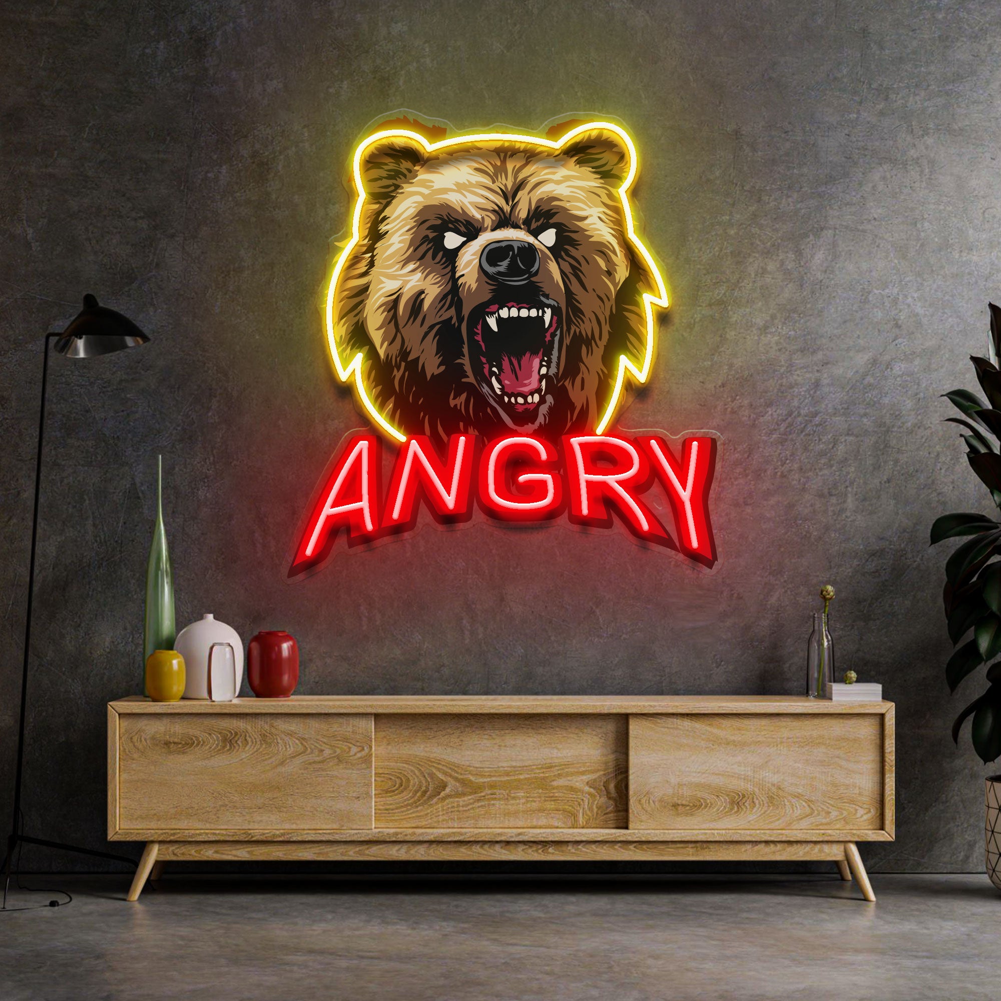 Angry Bear LED Neon Sign Light Pop Art