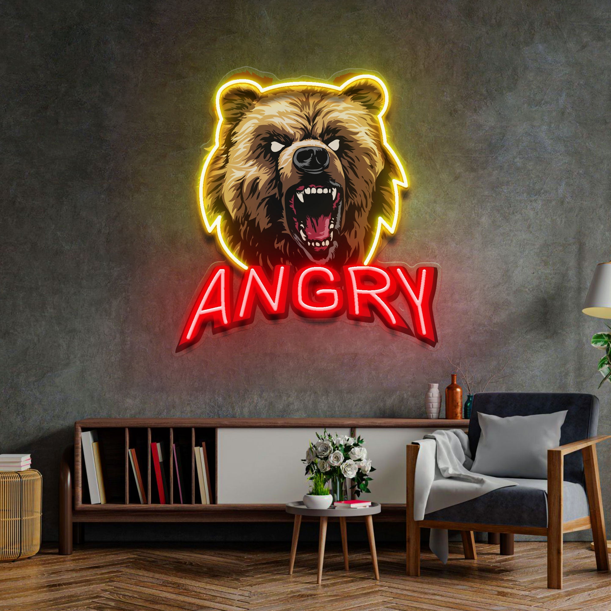 Angry Bear LED Neon Sign Light Pop Art