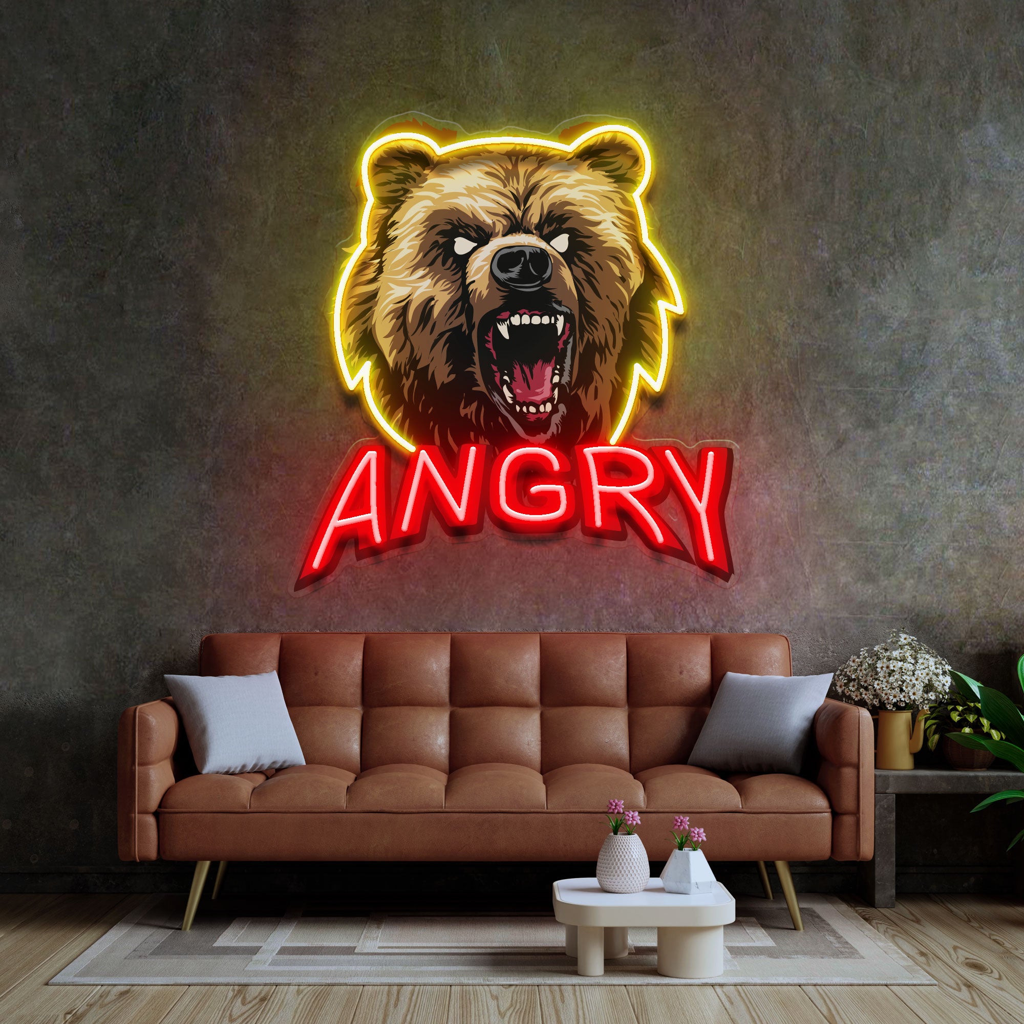 Angry Bear LED Neon Sign Light Pop Art