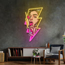 Beautiful Woman Is Holding An Injection LED Neon Sign Light Pop Art