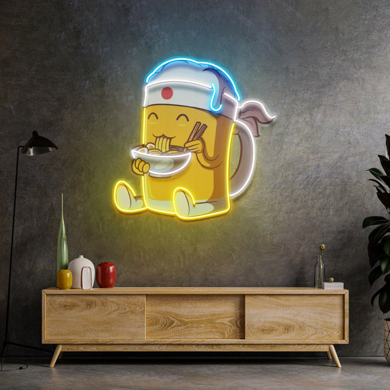 Beer Eating A Ramen Bowl LED Neon Sign Light Pop Art