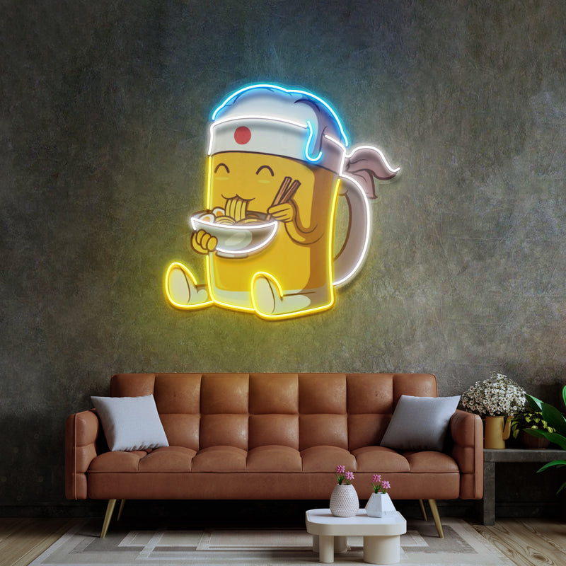 Beer Eating A Ramen Bowl LED Neon Sign Light Pop Art