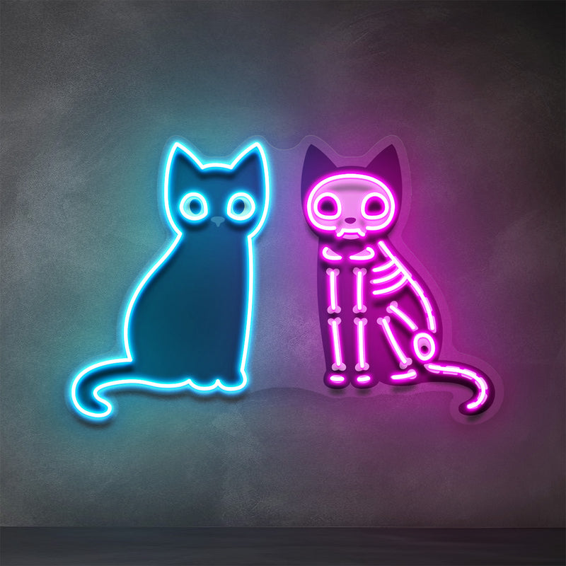 Black Cat Skeleton LED Neon Sign Light Pop Art