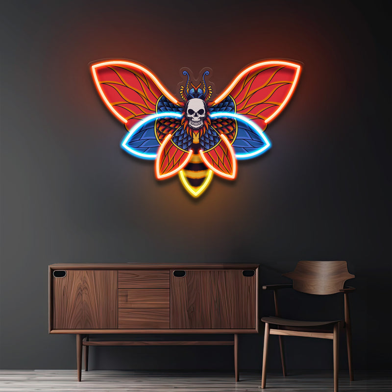 Butterfly Skull LED Neon Sign Light Pop Art
