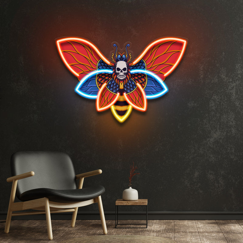 Butterfly Skull LED Neon Sign Light Pop Art