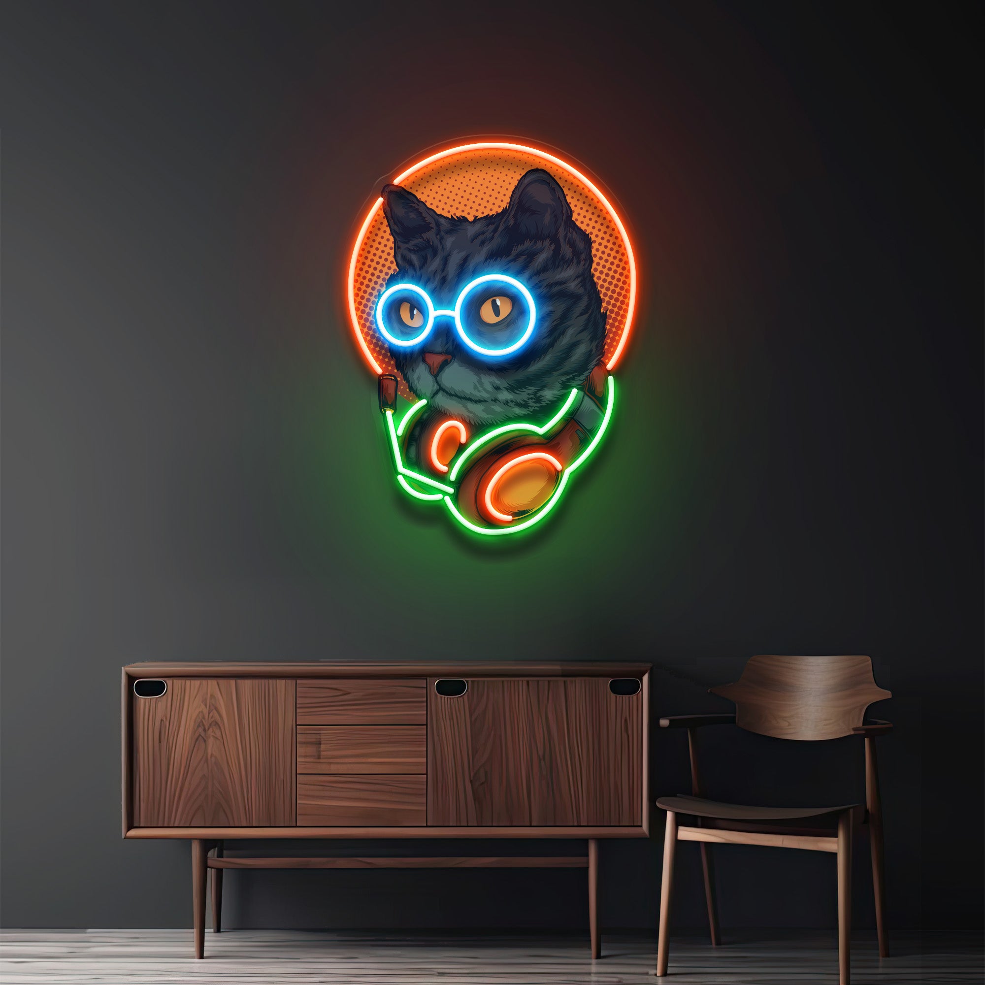 Cat Headphone LED Neon Sign Light Pop Art