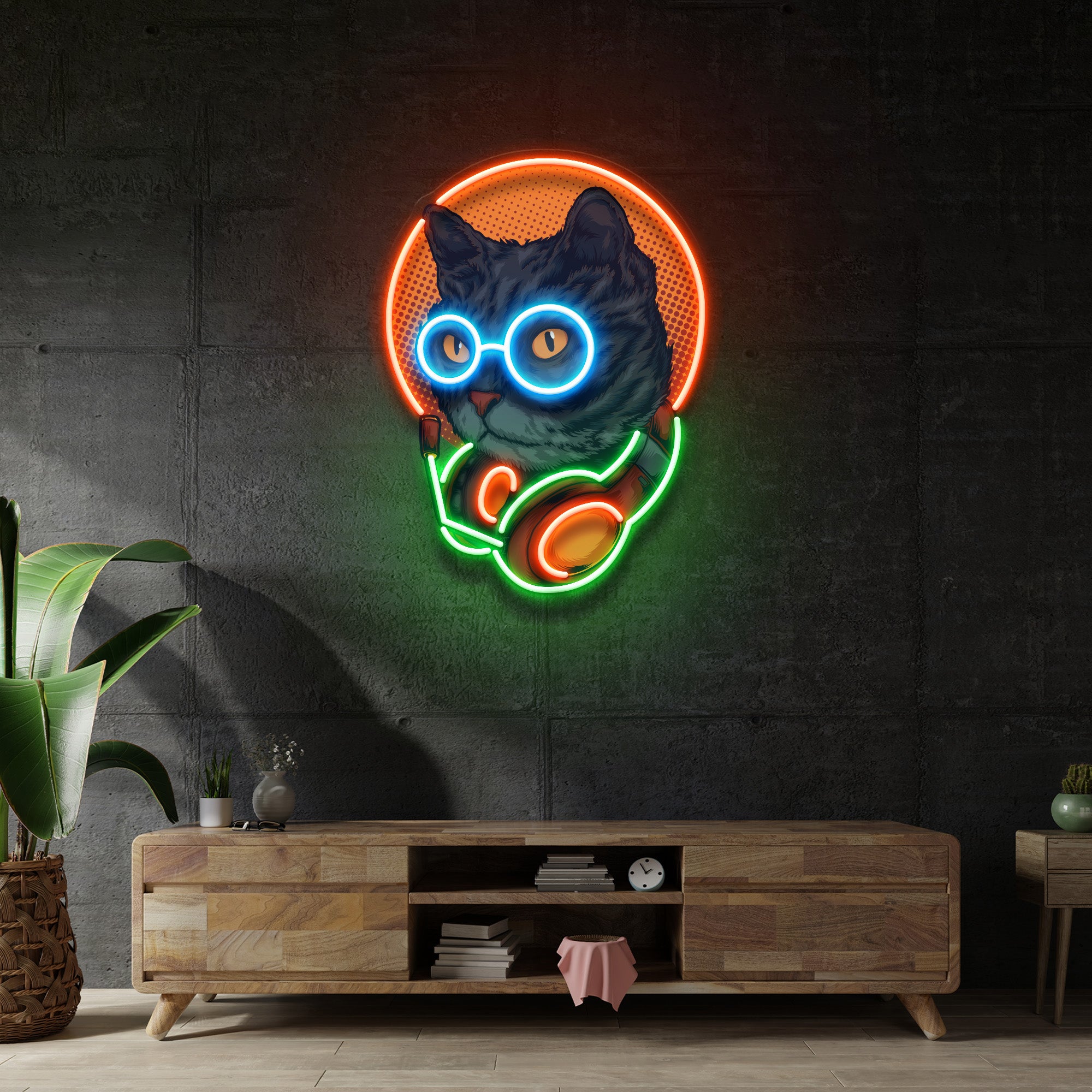 Cat Headphone LED Neon Sign Light Pop Art