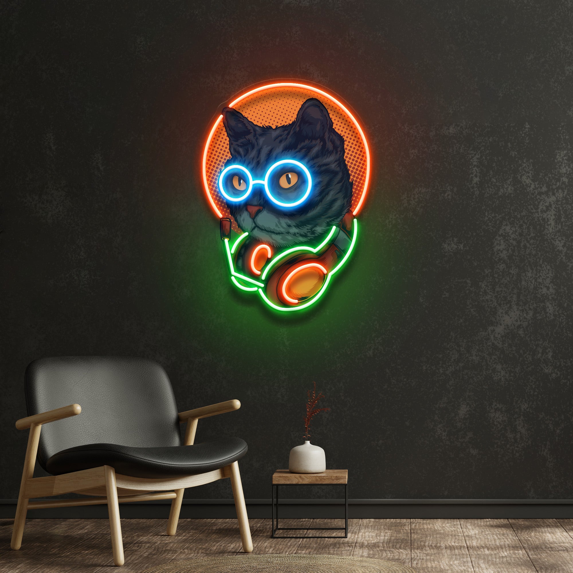 Cat Headphone LED Neon Sign Light Pop Art