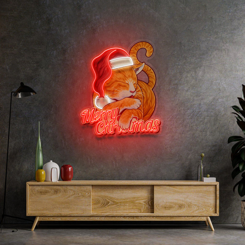 Christmas Cat LED Neon Sign Light Pop Art