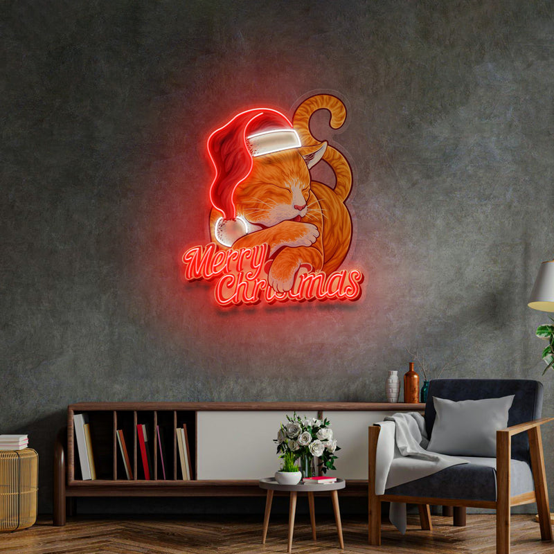 Christmas Cat LED Neon Sign Light Pop Art