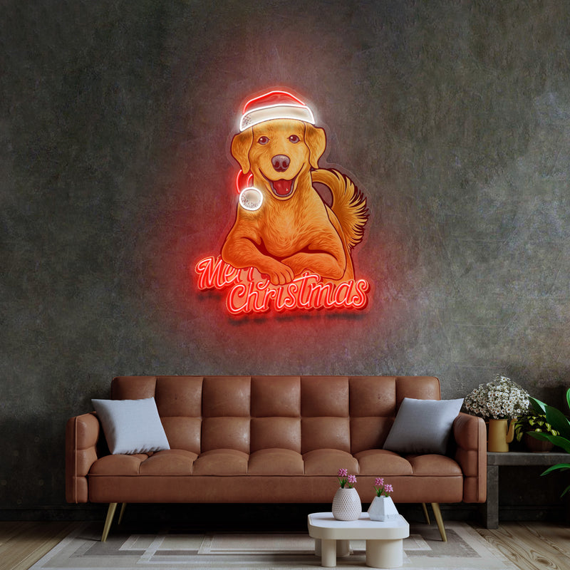 Christmas Dog LED Neon Sign Light Pop Art