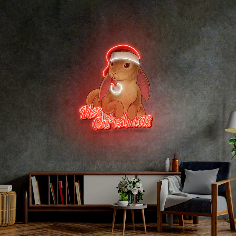 Christmas Rabbit LED Neon Sign Light Pop Art