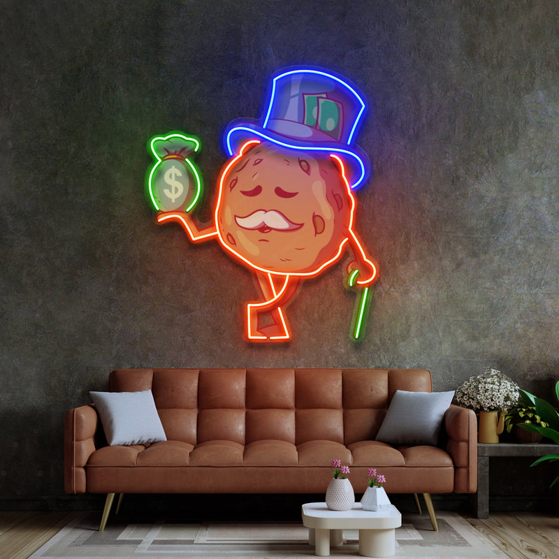Cookie Fortune With a Bag of Money LED Neon Sign Light Pop Art