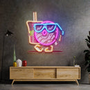 Cool Donut Holding a Tea Cup LED Neon Sign Light Pop Art
