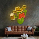 Cowboy Pickle Cartoon LED Neon Sign Light Pop Art