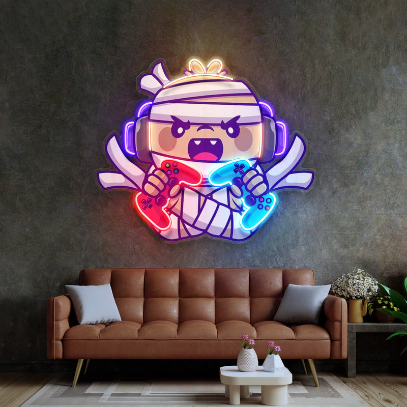 Cute Mummy Gaming LED Neon Sign Light Pop Art