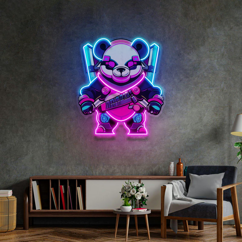 Panda Warrior LED Neon Sign Light Pop Art