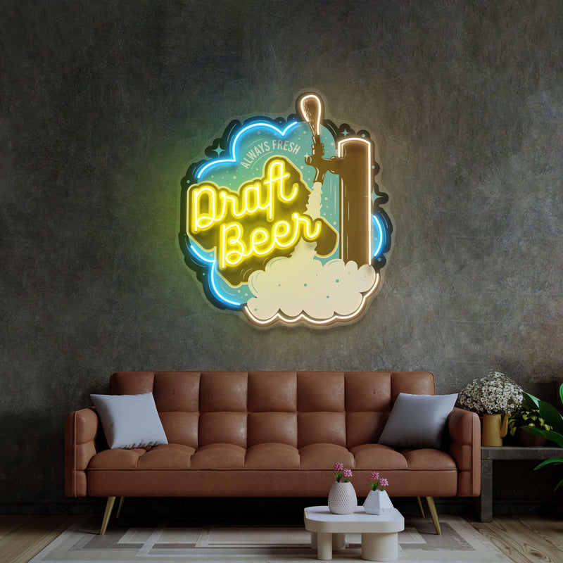 Draft Beer LED Neon Sign Light Pop Art