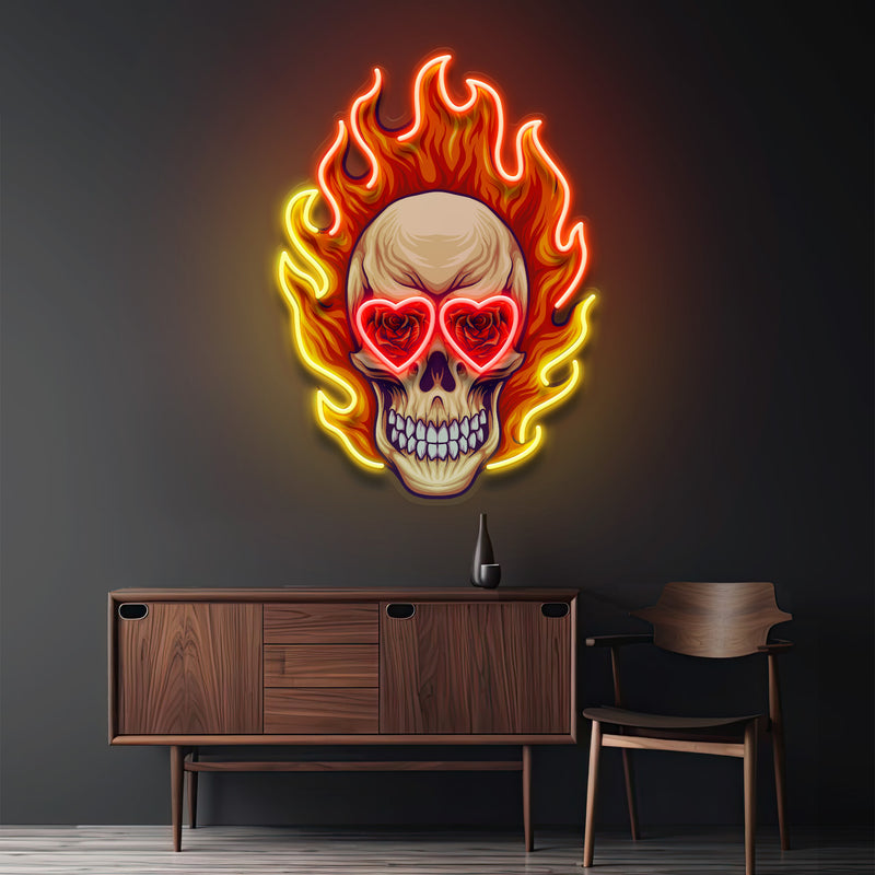 Fire Skull LED Neon Sign Light Pop Art