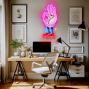 Flat Ok Fingers Hand LED Neon Sign Light Pop Art