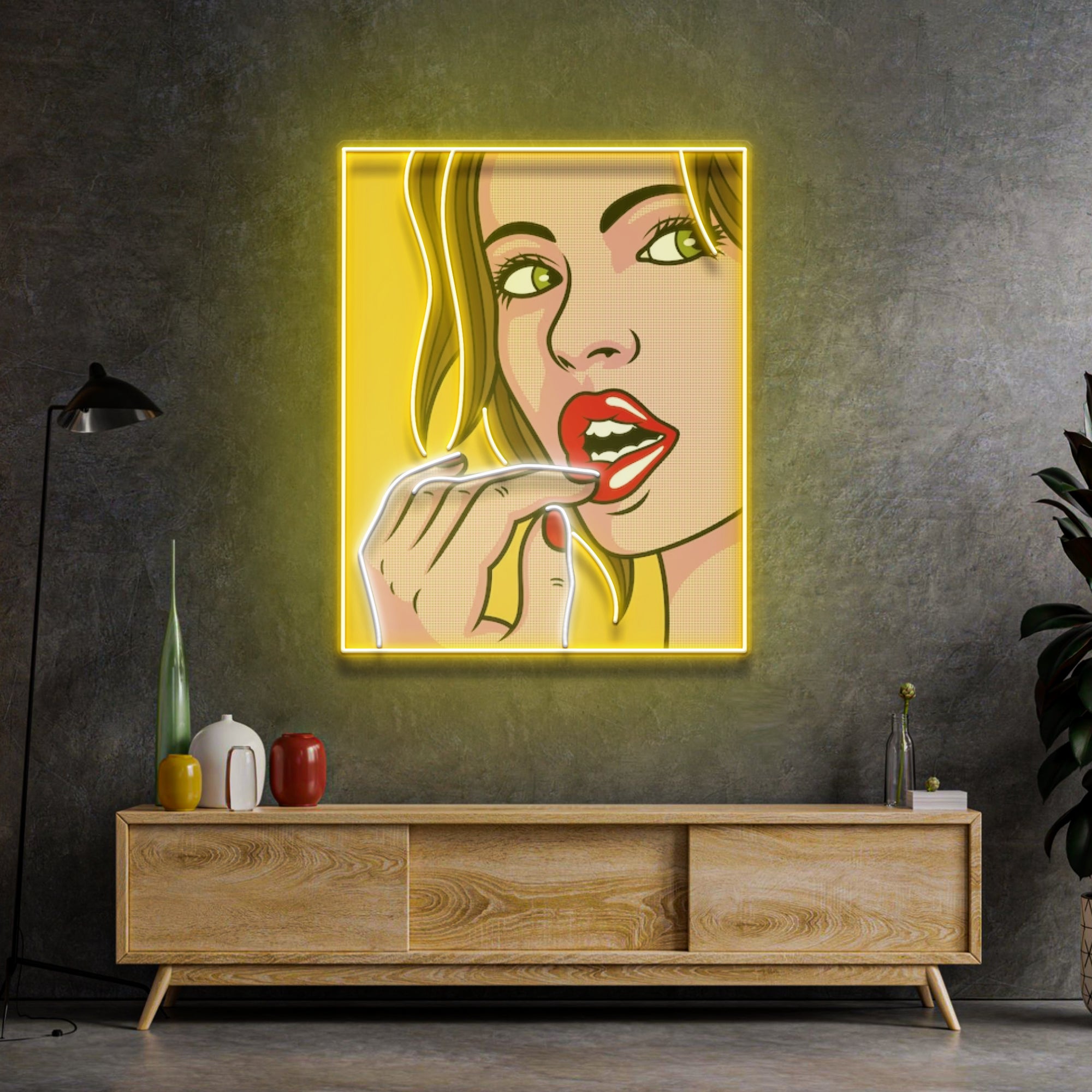 Girl Facial Expression LED Neon Sign Light Pop Art