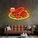 Grilled Meat Isolated LED Neon Sign Light Pop Art