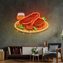 Grilled Meat Isolated LED Neon Sign Light Pop Art