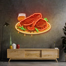 Grilled Meat Isolated LED Neon Sign Light Pop Art