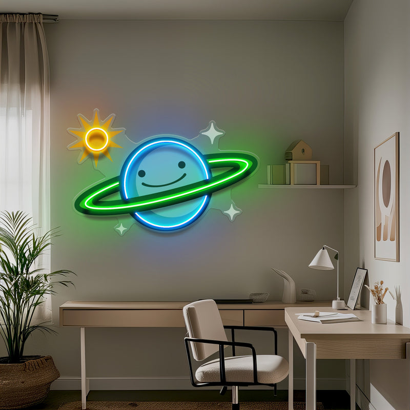 Happy Planet LED Neon Sign Light Pop Art