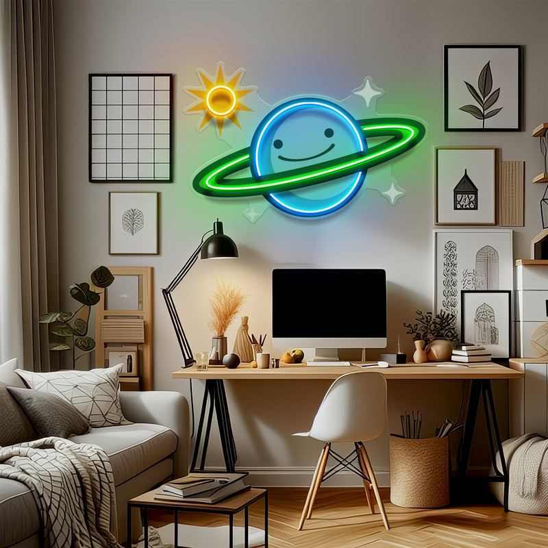 Happy Planet LED Neon Sign Light Pop Art