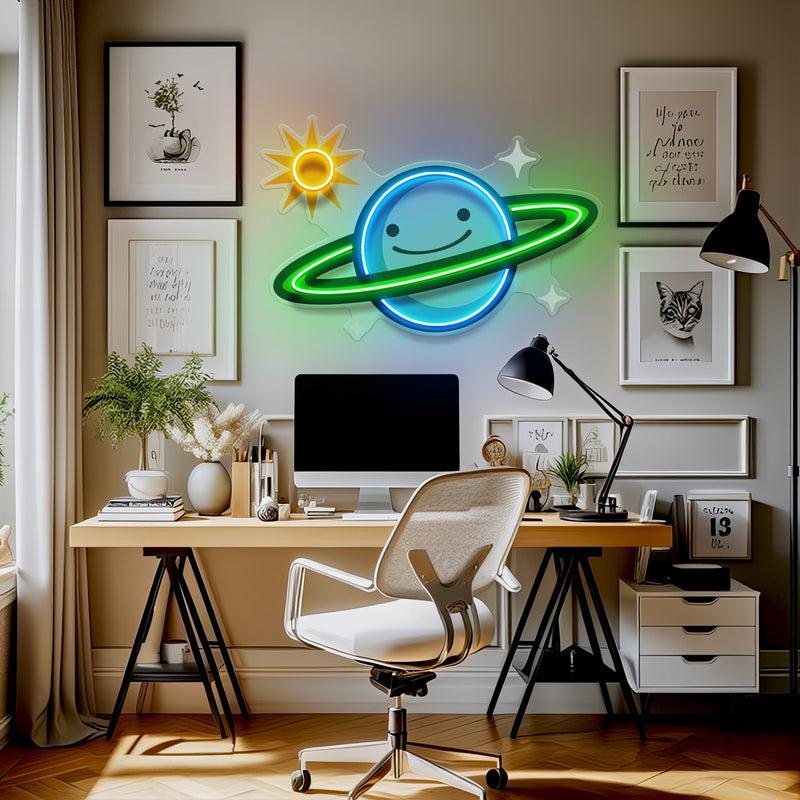 Happy Planet LED Neon Sign Light Pop Art