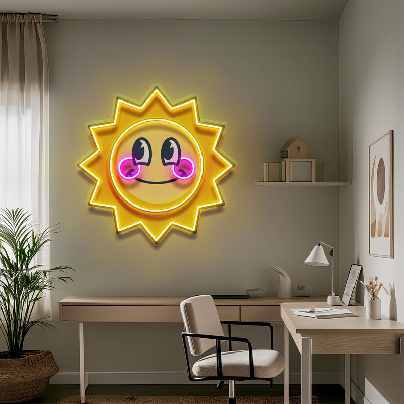 Happy Sun LED Neon Sign Light Pop Art