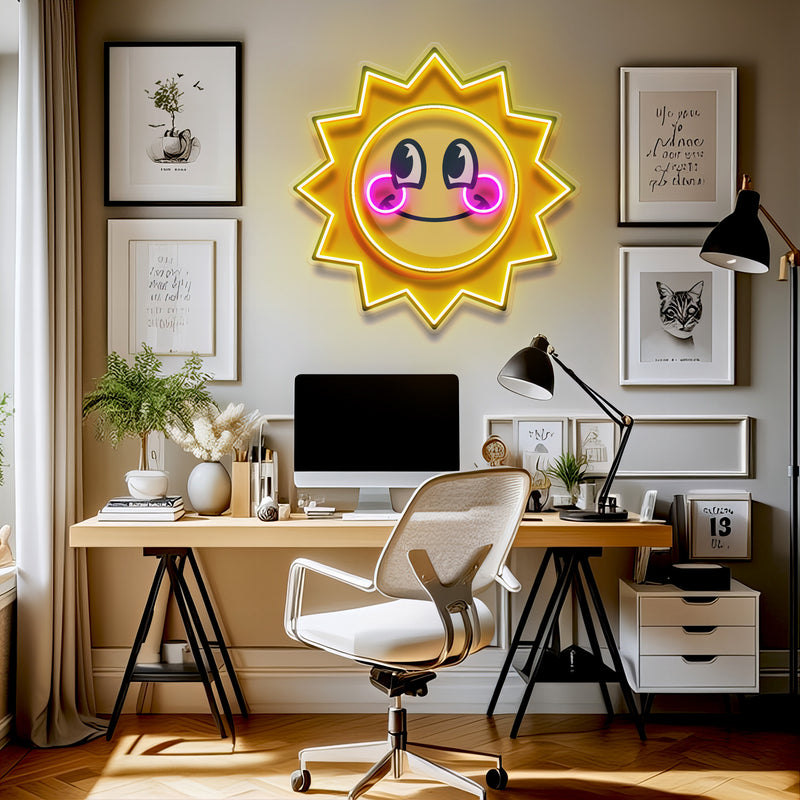 Happy Sun LED Neon Sign Light Pop Art