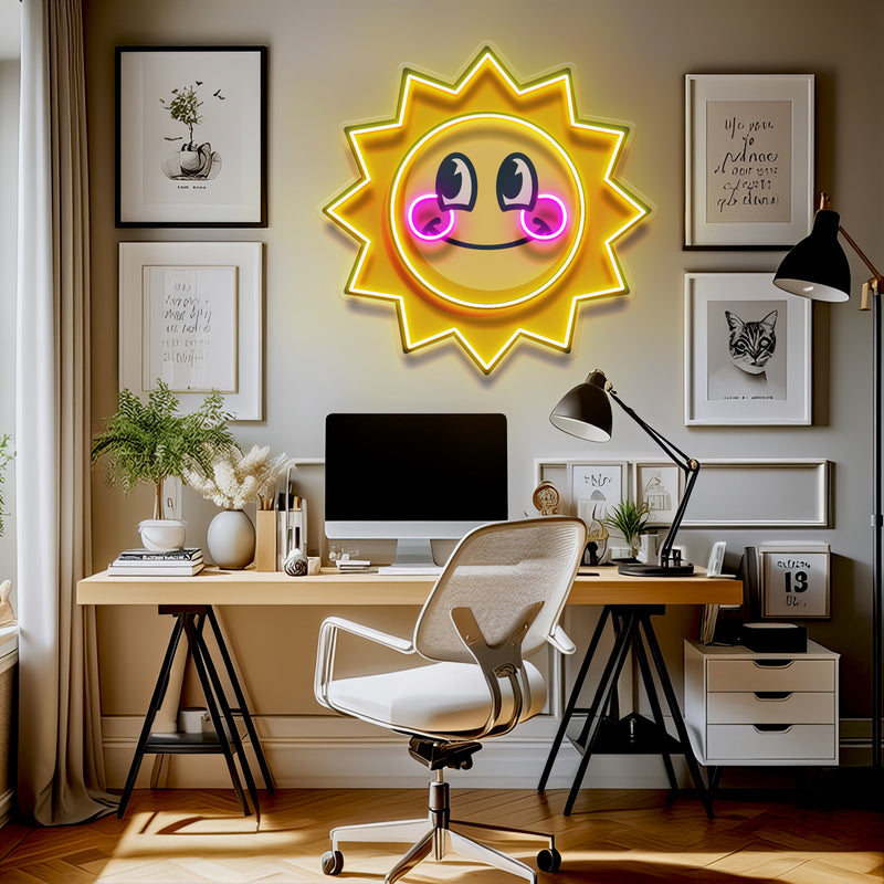 Happy Sun LED Neon Sign Light Pop Art