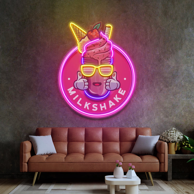 Milkshake Badge LED Neon Sign Light Pop Art