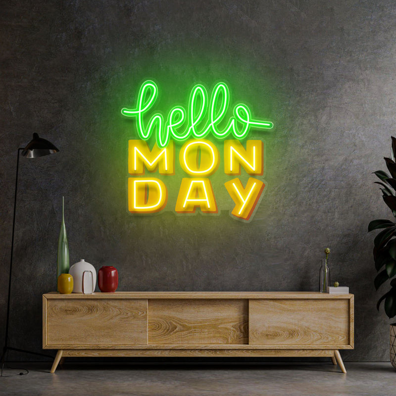 Hello Monday LED Neon Sign Light Pop Art